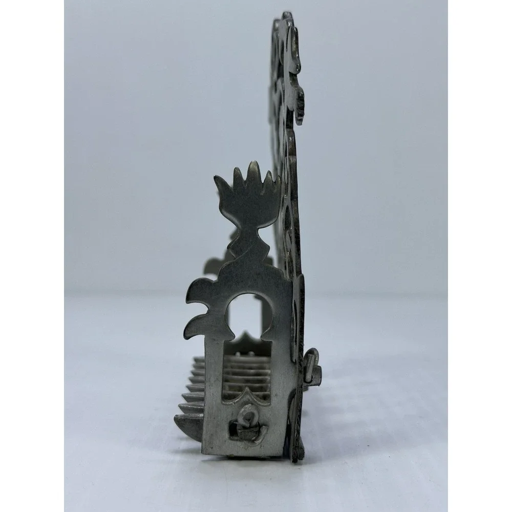 Vintage Pewter Museum Eretz Israel Hanukkah Menorah Tel Aviv Souvenir Judaica